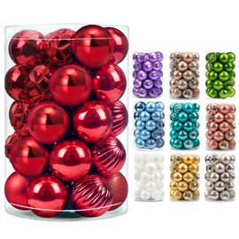 AMS Christmas Ball Ornaments Exquisite Colorful Balls Decorations Pendant Pack of 24pcs (40mm, Red)