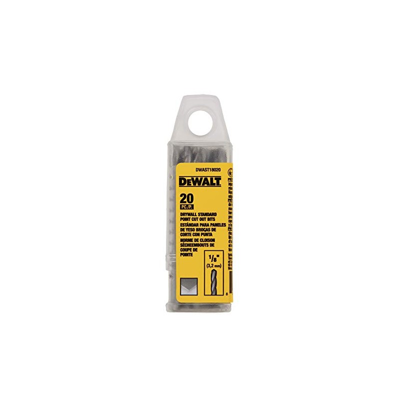 DEWALT DWAST18020 1/8IN DRYWALL STANDARD CUT OUT BIT 20 Pack