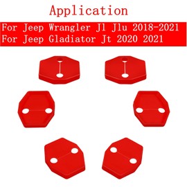 Door Lock Covers Protection Trim for 2018-2021 Jeep Wrangler JL JLU, for Jeep Gladiator JT 2020 2021, ABS Exterior Accessories (Pack of 6) (Red)