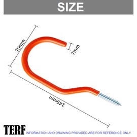 TERF® Universal Tool Hook Screw-in Hooks Storage Shed Garage Utility Hook Multi-Purpose Hooks Set Heavy Duty Wall Mount Vinyl Coated Storage Household Hooks for Garden Garage Shed Tools - Pack of 8