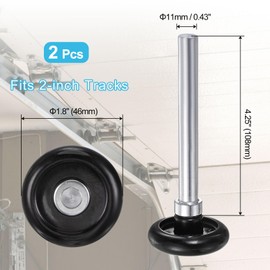 sourcing map 2pcs 1.8" Nylon Garage Door Rollers for 2" Garage Track, 4.25" Stem Standard Rollers, Black