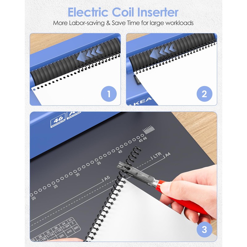 MAKEASY Spiral Binding Machine, 12 Sheets Punch Capacity, Electric Coil