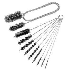 Juego de 10 cepillos de drenaje flexibles y cepillos de limpieza de pajilla, cepillos de limpieza de tuberías, cepillo para polvo de manguera de doble extremo de acero inoxidable de 61 pulgadas y cepillo para polvo de limpieza de tubo CPAP largo de nailo