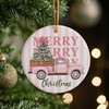 Pink Truck Merry Christmas Ceramic Hanging Ornament Gifts