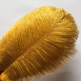 Shekyeon 12-14inch(30-35cm) Ostrich Feathers Plumes for Wedding Centerpieces Pack of 10 (Golden)