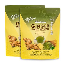 Prince of Peace Instant Ginger Honey Crystals, 60 Sachets Twin Packs – Instant Hot or Cold Beverage that Soothes Throat – Easy to Brew – Drink Like a Tea – Gluten Free – Real Ginger (Matcha)