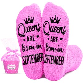 HAPPYPOP September Birthday Gifts Birthday Socks Women - Birthday Socks Queen Gifts Queen Socks, Socks for Her Female