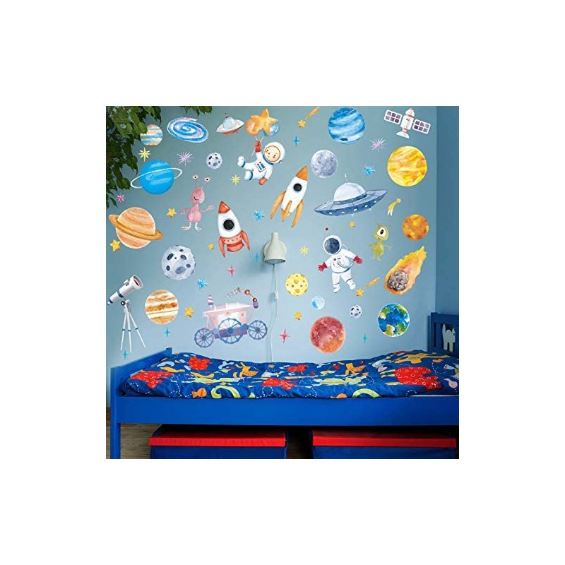 Zonon - Pegatinas de pared para espacio exterior, 6 hojas,