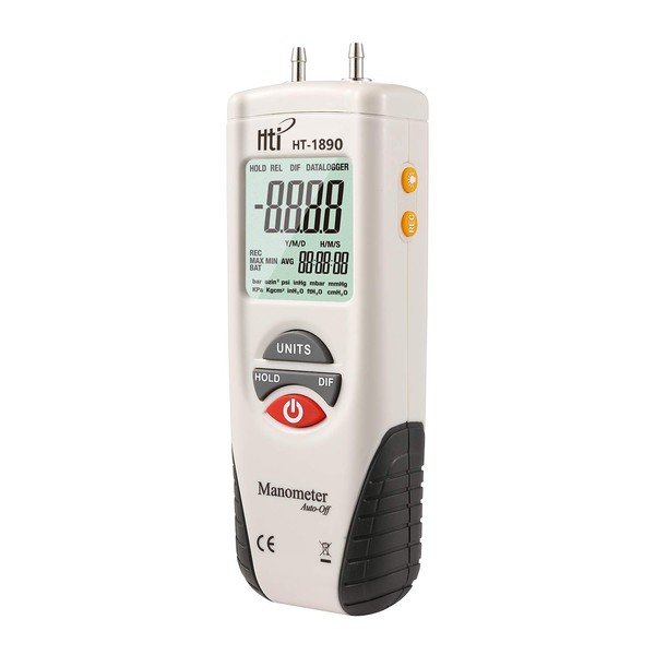 Hti-Xintai Digital Manometer, Dual Port Air Pressure Meter Pressure Gauge