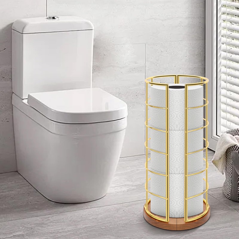 NearMoon Toilet Paper Organizer Stand, Freestanding 3 Rolls Tissue Storage,