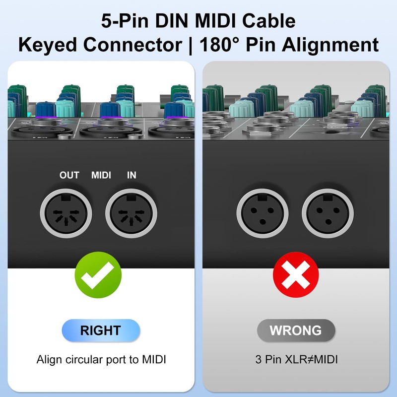 J&D 5-Pin DIN MIDI Cable, Male to Male Cables Compatible