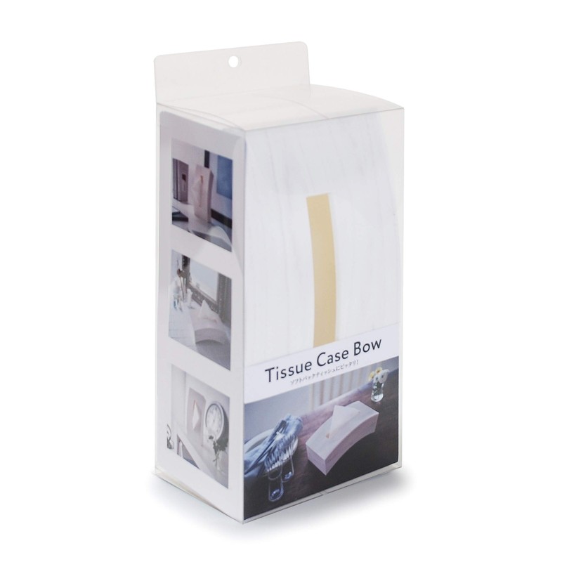 Iseto, Tissue Case, Bow, Woody White, Approx. 4.6 x 9.1