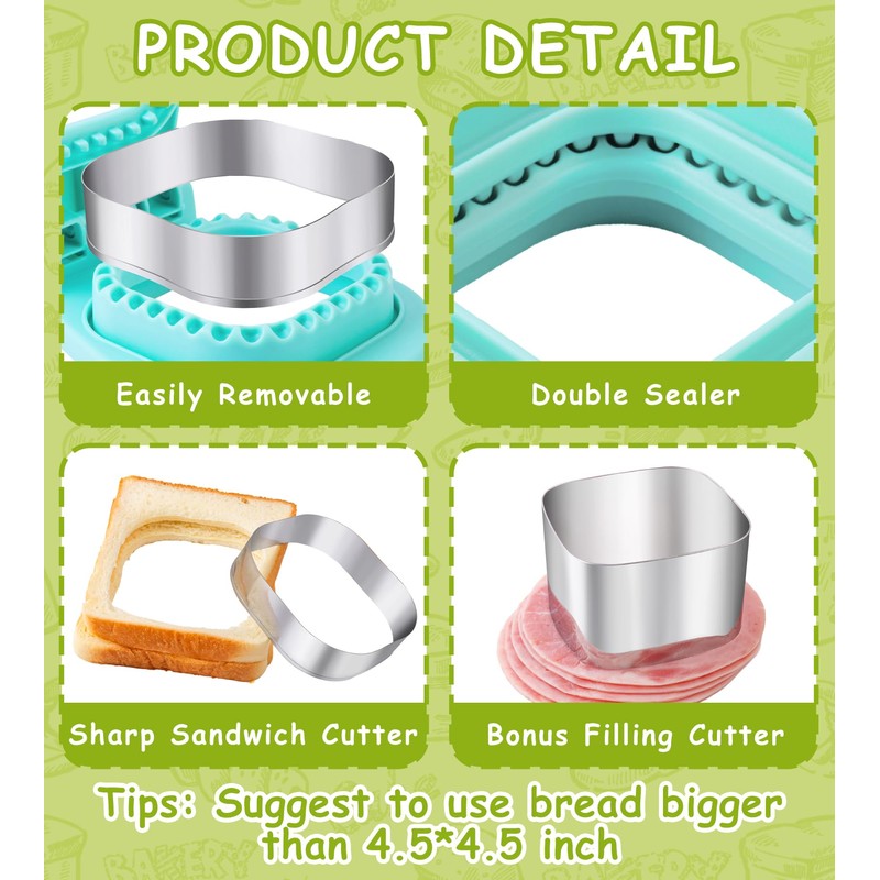 Nifogo Uncrustable Sandwich Cutter Maker, Large Sandwich Cutter and Sealer