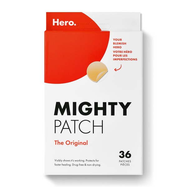 Mighty Patch Original from Hero Cosmetics - Hydrocolloid Spot Stickers for Face and Skin, Vegan-friendly and Not Tested on Animals (36 Count)