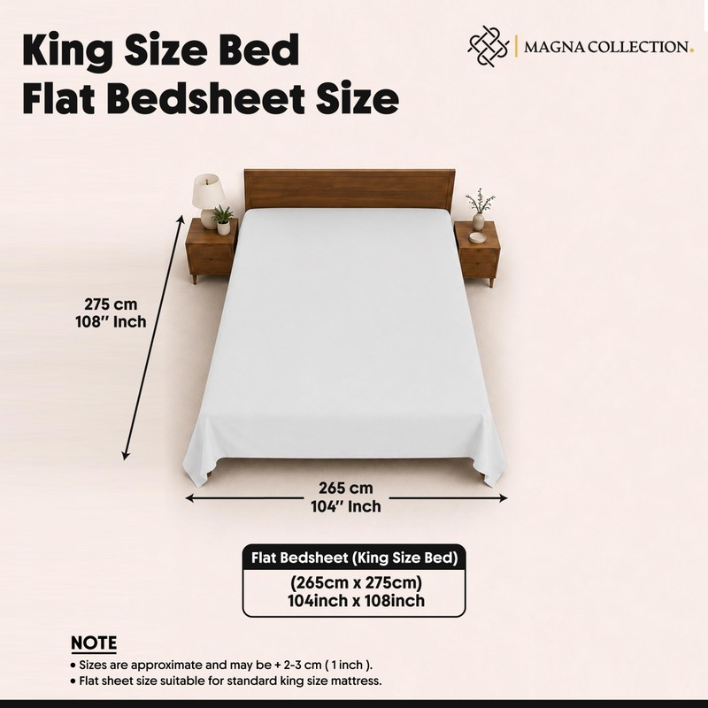MAGNA COLLECTION King Flat Bed Sheet 275 x 265 cm
