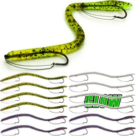 VMSIXVM Fishing Lures Bass Lures, Weedless Pre Rigged Bionic Sinking Bass Fishing Lure Soft Plastic Swimbaits for Trout, Walleye, Crappie, Fishing Worm Swim Baits Minnows for Saltwater Freshwater