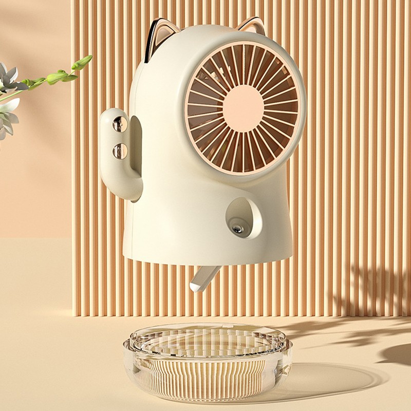 Misting Desk Fan Fortune Cat Shape Multifunction Nano Spray 3
