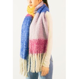 Wander Agio Winter Warm Scarf for Women Long Shawl Large Scarves Cold Weather Thick Blanket Scarfs Color Matching Purple Blue 5