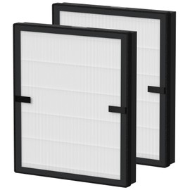 Allisfresh E-200 True HEPA Filter Replacement Compatible with Lunino E-200 Air Cleaner Purifier, 3-in-1 Filtration System with Activated Carbon Filter, 2 Pack White