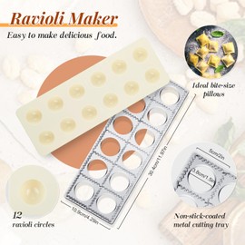 Tioncy 9 Pcs Pasta Making Tool Set Include 1 Ravioli Maker Press 1 Wooden Pasta Cutter 1 Ravioli Rolling Pin 1 Gnocchi Board 1 Wood Stick 1 Dough Scraper 3 Pasta Stamps for Pasta Maker (Simple Style)