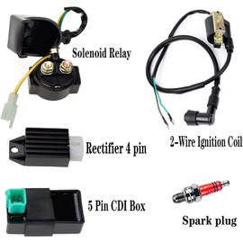 5 Pin CDI Regulator Rectifier Relay Fuel Filter Ignition Coil Replacement for Kazuma Meerkat 50cc Falcon 90cc 110cc Taotao Roketa Coolster 110CC ATV 3050B X15 X18 R Nitro X19 SSR
