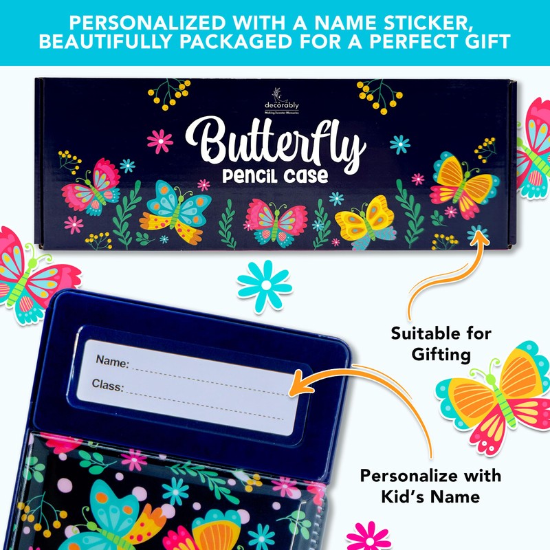 Decorably Multifunctional Butterfly Pop Up Pencil Case with Calculator, Sharpener,