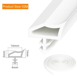 10 m Door Frame Seal for Sound Insulation, Door Seal White Wooden Frame, Draught Excluder and Door Seals, for Moisture Proof, Sound Insulation and Collision Avoidance