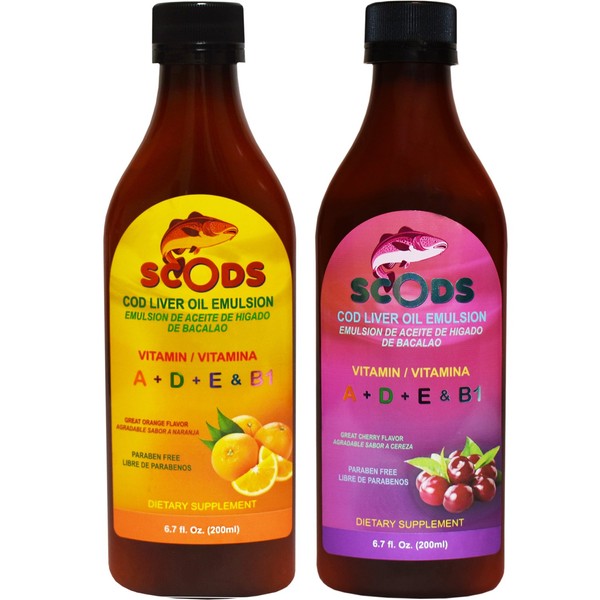 ELP ESSENTIAL Scods Emulsion Cherry and Orange Flavor .Cod Liver Oil Vitamin A + D + E & B1