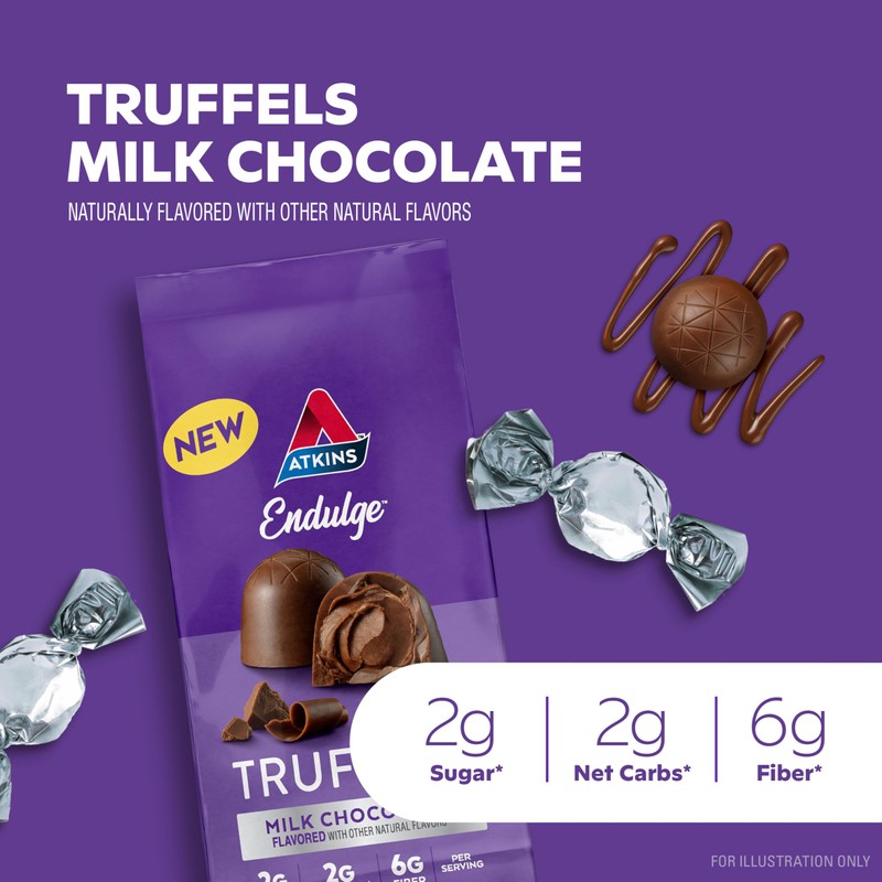 Atkins Endulge Milk Chocolate Truffles, Low Sugar, Low Carb, Keto
