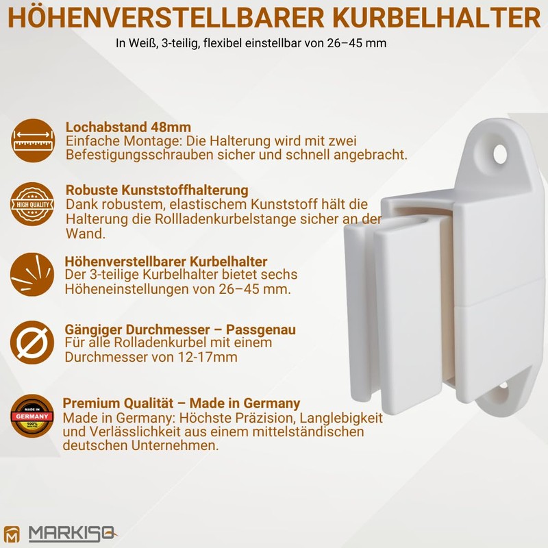 markiso® Crank Holder for Roller Shutter Crank [Made in Germany]
