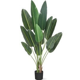 Amyove 72 inchs Artificial Tree Bird of Paradise with 13 Trunks, 6 Feet Faux Plant Fake Banana Tree Plant with Pot for Home, Decor, Indoor, Outdoor, Living Room, Office-1Pack