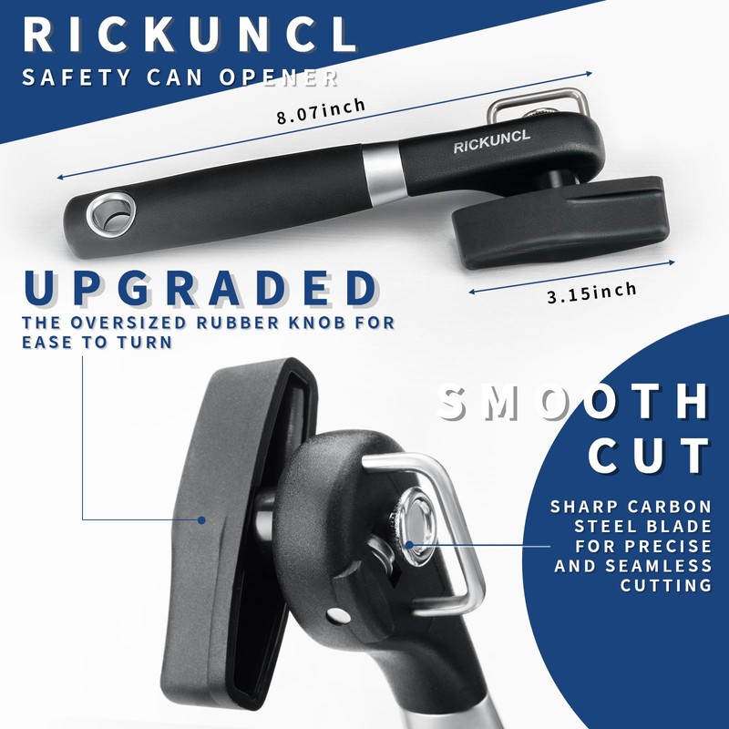 Can Opener Smooth Edge, Safe Cut Can Openers, Oversized Rubber