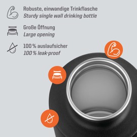 Esbit Sculptor Drinking Bottle Stainless Steel with Practical Loop Closure 1000 ml Black