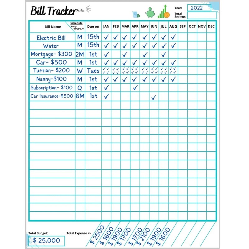 Penguin Planner Monthly Bill Tracker Calendar Chart Dry Erase WhiteBoard
