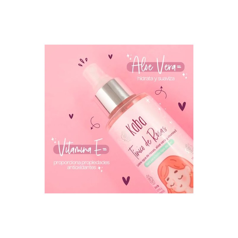 Tónico facial de rosas Kaba - limpia, hidrata y suaviza