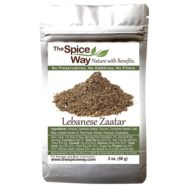 The Spice Way - Traditional Lebanese Zaatar with Hyssop | 2 oz | (No Thyme that is used as an hyssop substitute) Freshly Grown Seasoning. No Additives, No Perservatives (Za'atar/zatar/zahtar/zahatar)