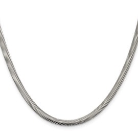 Diamond2Deal Sterling Silver 4.2mm Flat Oval Snake Chain Necklace
