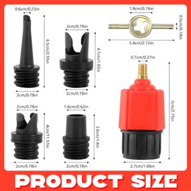 SUP Pump Adapter, Paddleboard Pump Adapter, Air Pump Converter with 4 Gas Nozzles, Sup Valve Adapter, SUP Schrader Valve Adapter for Inflatable Boats, Stand Up Paddle Board, Inflatable Bed Accessories
