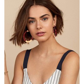 Hoop Earrings for Women Geometry Acrylic Resin Earrings Bohemia Tortoise Shell Earrings Mottled Statement Stud Earrings Fashion Jewelry (Rose Red)