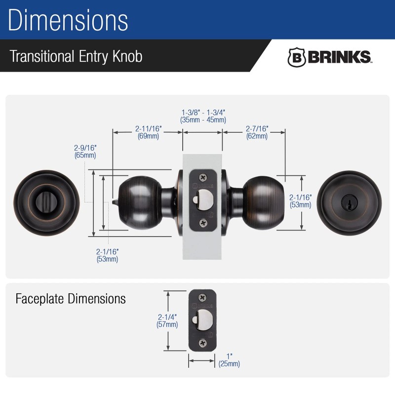 Brinks Tuscan Bronze Keyed Entry Ball Door Knob Lock Home