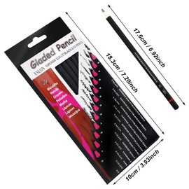 24 Pcs Drawing Pencils 8B, 7B, 6B, 5B, 4B, 3B, 2B, B, HB, F, H, 2H, Sketching Pencils with Graphite Lead