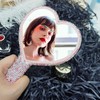 Frinnovan, 1 Pack Rhinestone Heart Mirror Handheld Pink Bling Hand