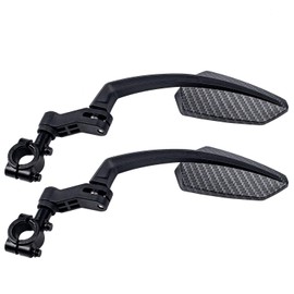 Bike Biking Mirror Handlebar Mount, Rotatable Bicycle Convex Rear View Glass Mirror, Wide Angle Safety Mirror 360°Rotation for Mountain Road Bike (Black)