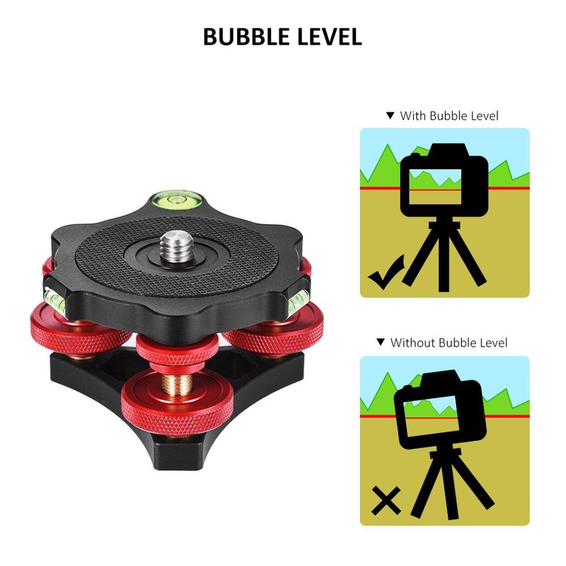 Andoer Tripod Leveling Base Leveler Tri-wheel Leveler with Bubble Level