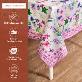 Maison d' Hermine Tablecloth 100% Cotton 140cm x 180cm Decorative Square Tablecloths Washable Table Cover for Home, Wedding, Restaurant, Buffet Party & Camping, Chardon - Spring/Summer