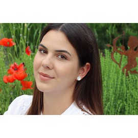 SILBERMOOS Women's Spiral Curved Stud Earrings Matte Shiny 925 Sterling Silver Earrings