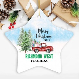 Christmas Ornament Richmond West FL Ornaments Gifts Ideas Richmond West Florida New Home Town 2025 Keepsake Housewarming for Family Friend Star 3''