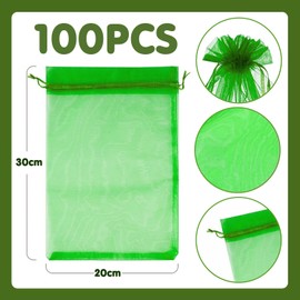 Grape Protection Bags, Pack of 100 Grape Protective Bags, 20 x 30 cm Grape Protective Bags with Drawstring, Mesh for Grapes, Fruit Protection Bags with Drawstring, Organza Bags Grapes, Fruit