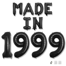 Jurxy Geburtstag Deko Frauen Mann 26 Jahr Geburtstagdeko Ballons MADE IN 1999 Luftballons Schwarz Folienballons Luftballons Happy Birthday Banner