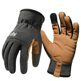 FOUR-AM High Performance Multi-Purpose Light Duty Work Gloves Men&Women Breathable & High Dexterity TouchScreen (Olive Green, XL)